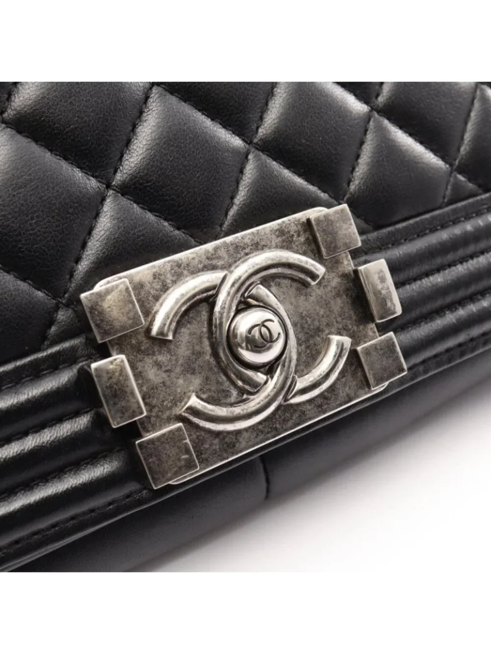 Chanel Shoulder Bag Boy Large Black Lambskin Chain